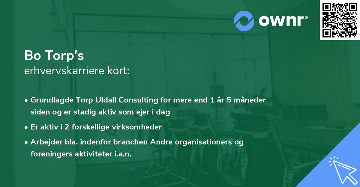 Bo Torp's erhvervskarriere kort
