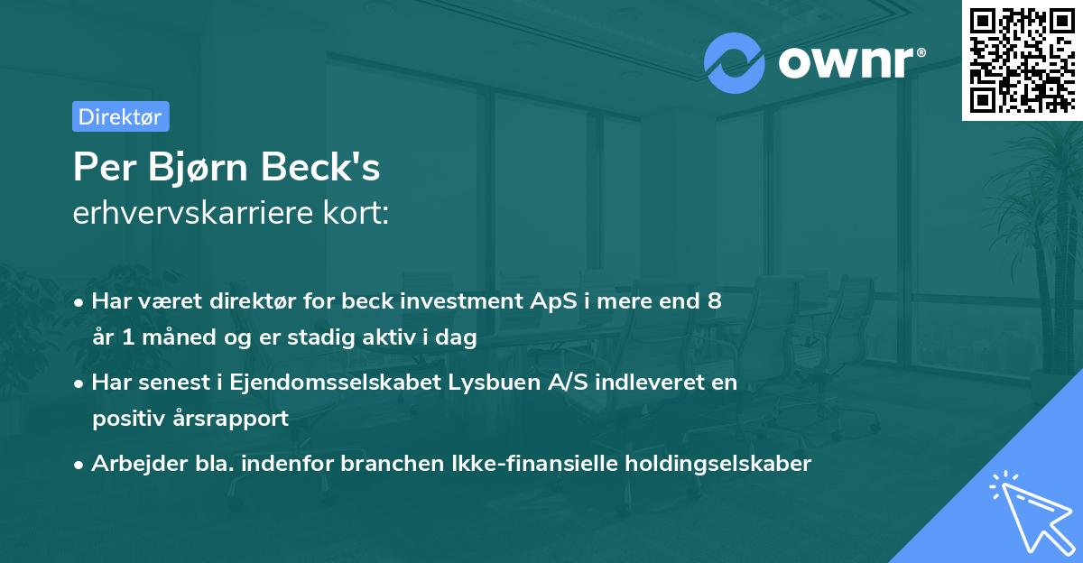 Per Bjørn Beck's erhvervskarriere kort