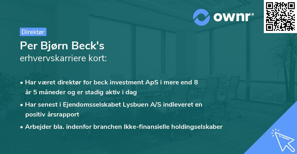 Per Bjørn Beck's erhvervskarriere kort
