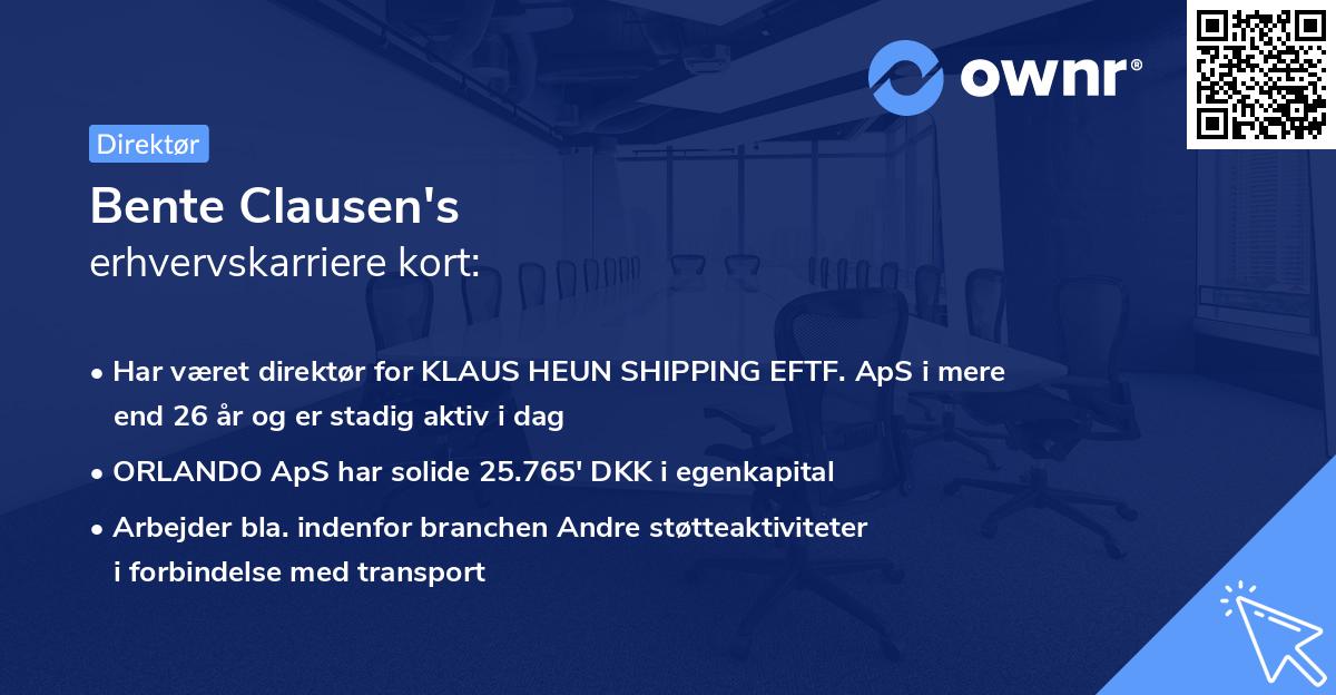Bente Clausen's erhvervskarriere kort