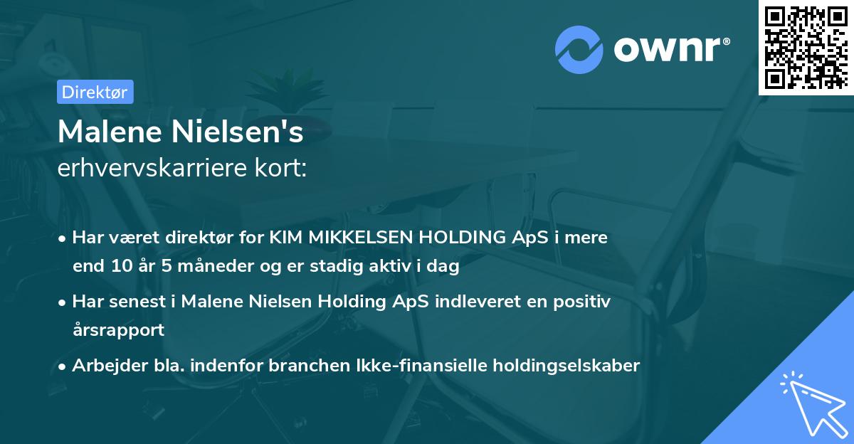 Malene Nielsen's erhvervskarriere kort