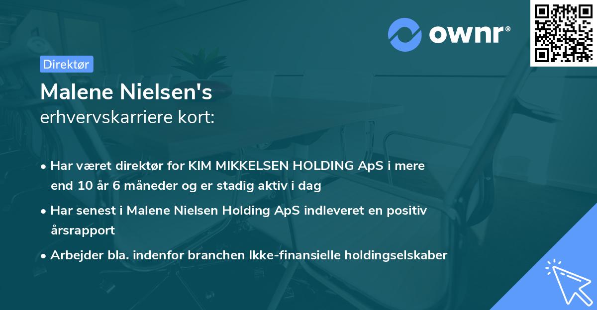 Malene Nielsen's erhvervskarriere kort