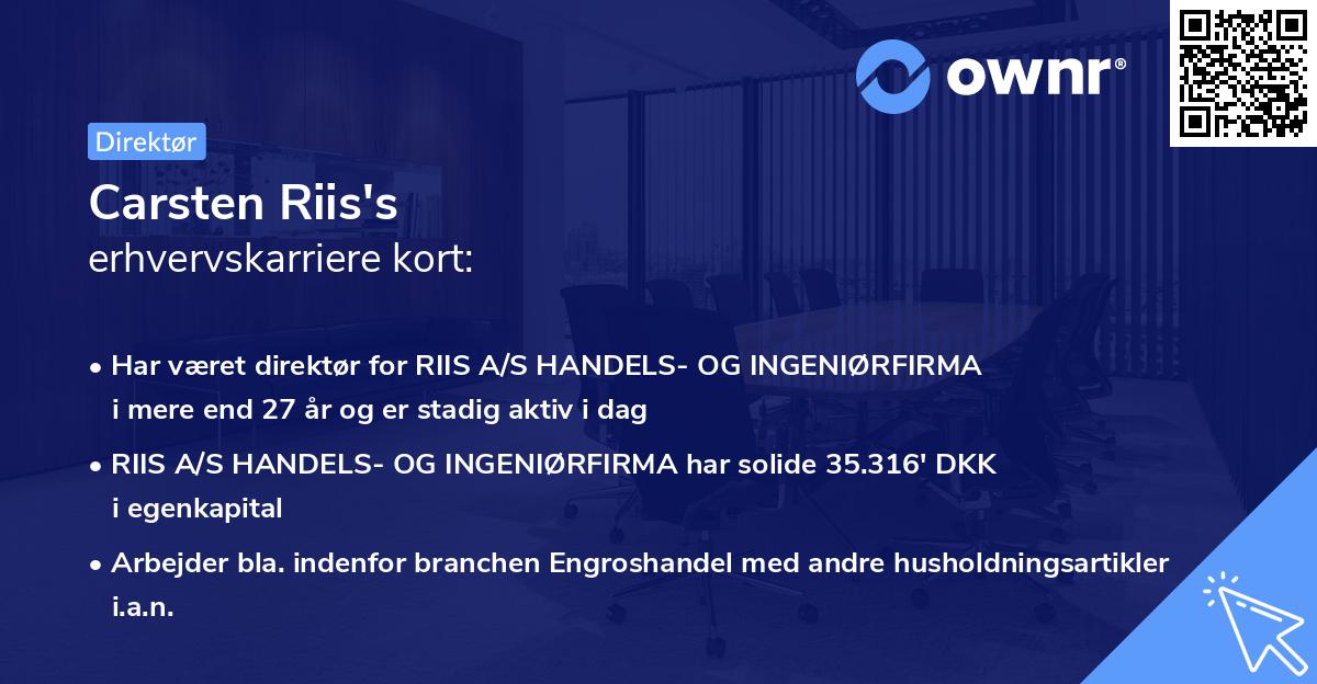 Carsten Riis's erhvervskarriere kort