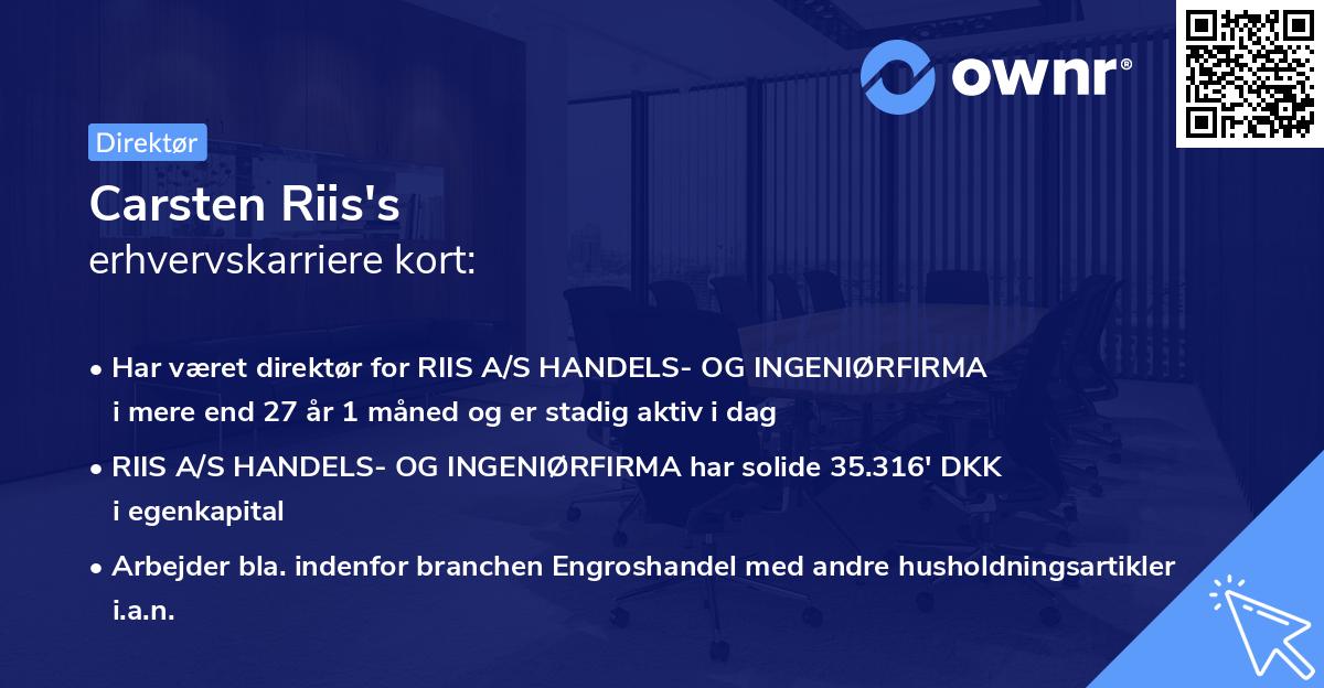 Carsten Riis's erhvervskarriere kort