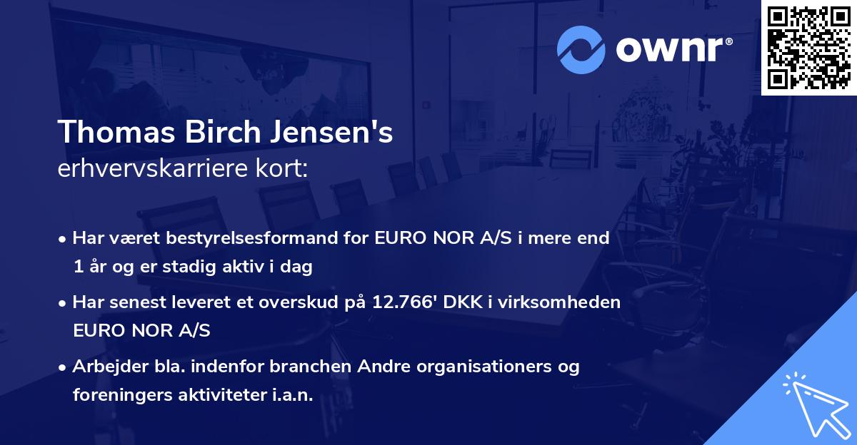 Thomas Birch Jensen's erhvervskarriere kort