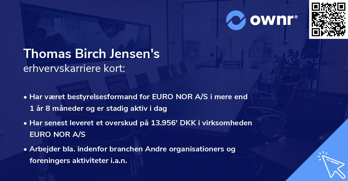 Thomas Birch Jensen's erhvervskarriere kort