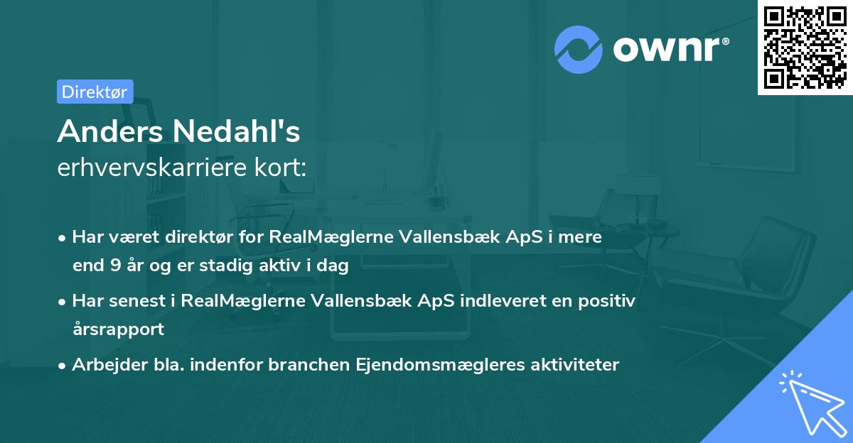 Anders Nedahl's erhvervskarriere kort