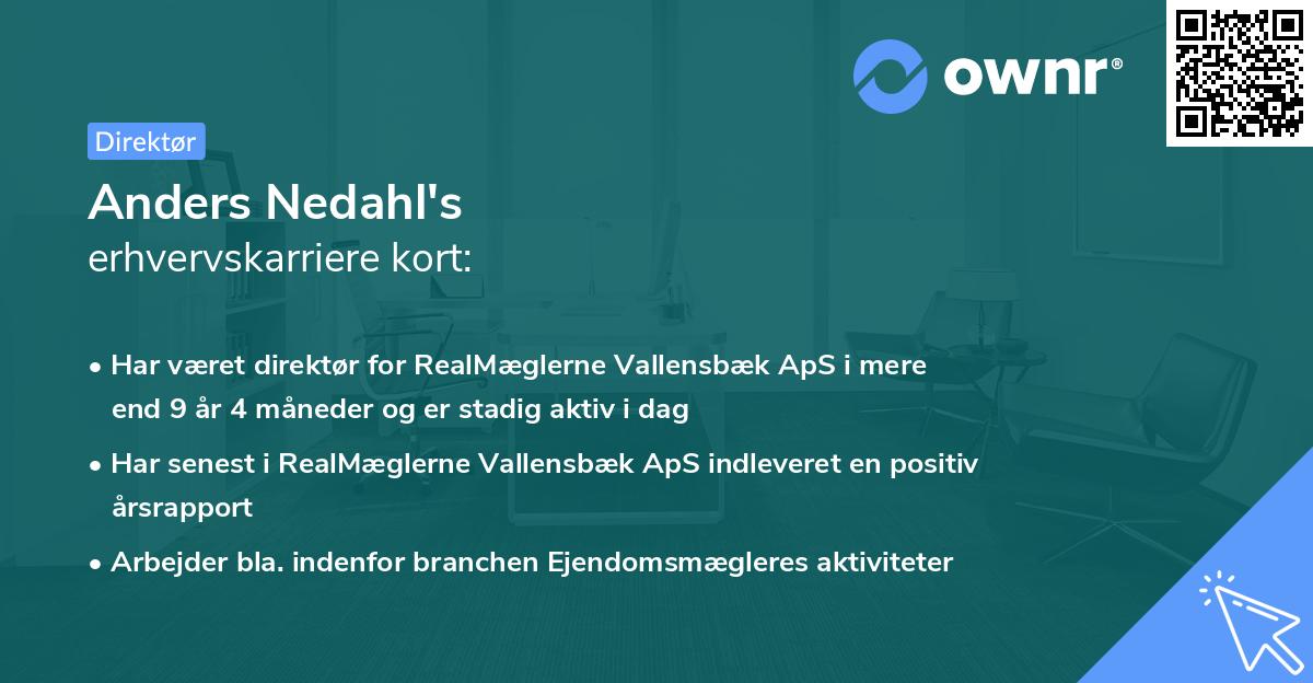 Anders Nedahl's erhvervskarriere kort