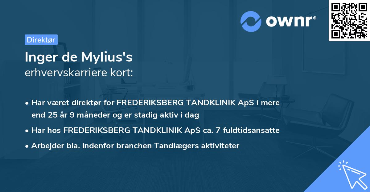 Inger de Mylius's erhvervskarriere kort