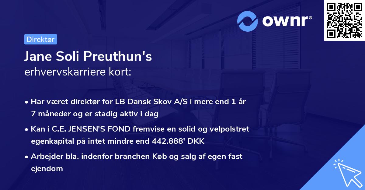 Jane Soli Preuthun's erhvervskarriere kort