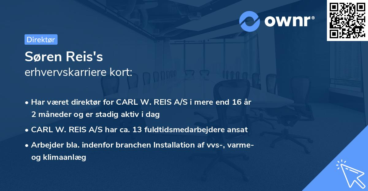 Søren Reis's erhvervskarriere kort