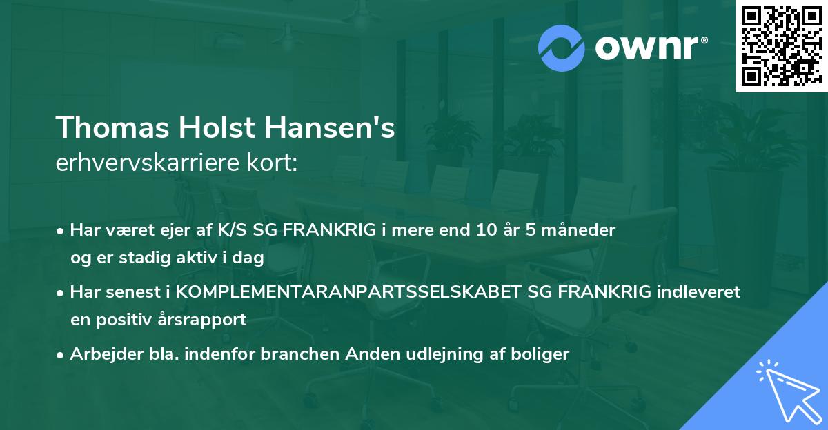 Thomas Holst Hansen's erhvervskarriere kort