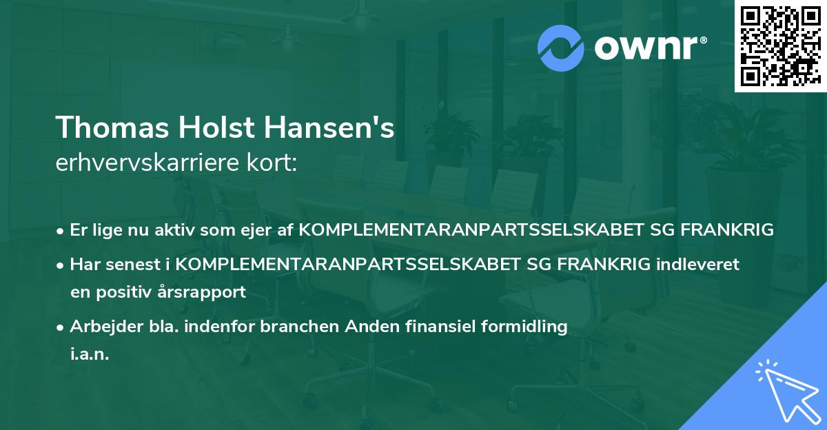 Thomas Holst Hansen's erhvervskarriere kort