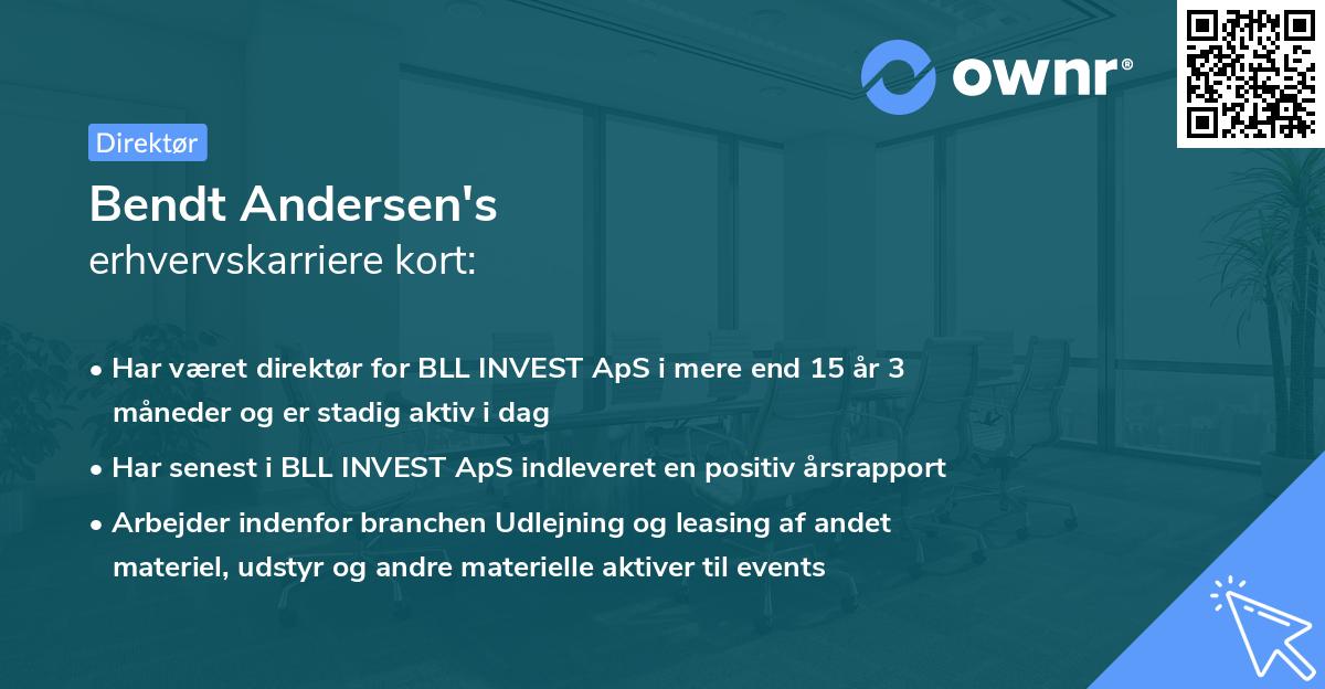 Bendt Andersen's erhvervskarriere kort