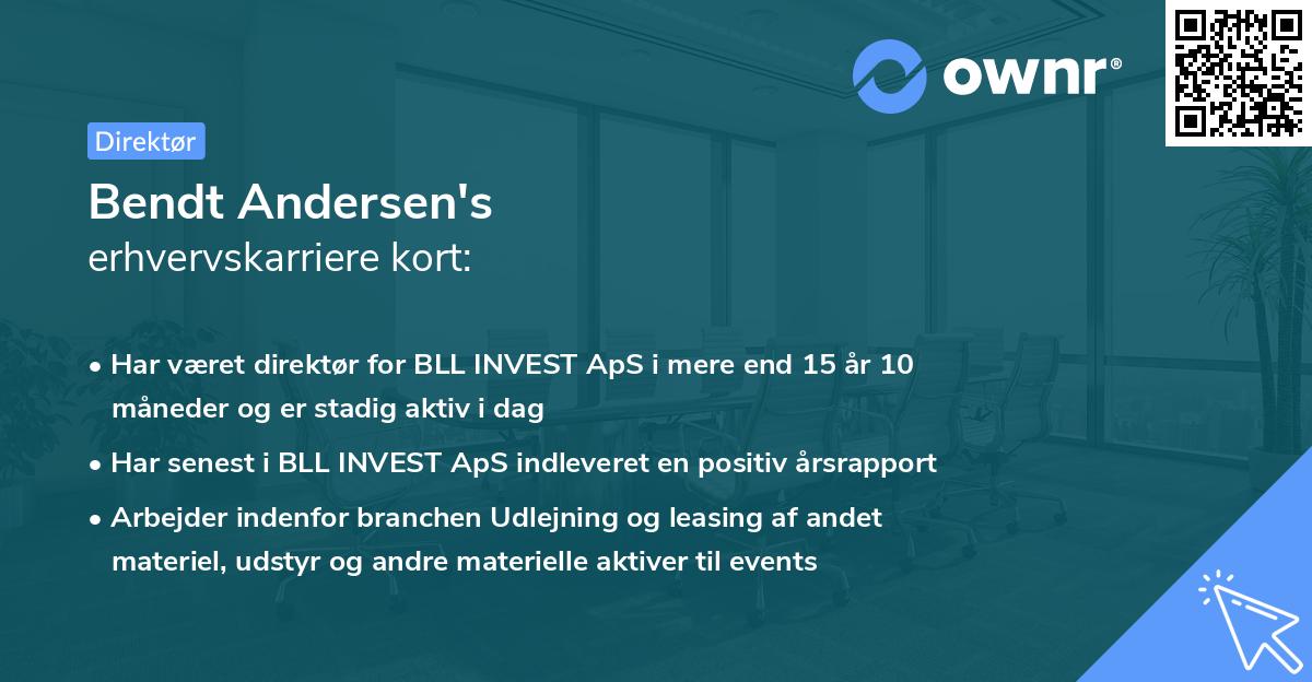Bendt Andersen's erhvervskarriere kort