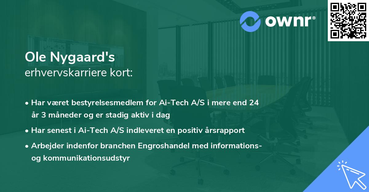 Ole Nygaard's erhvervskarriere kort