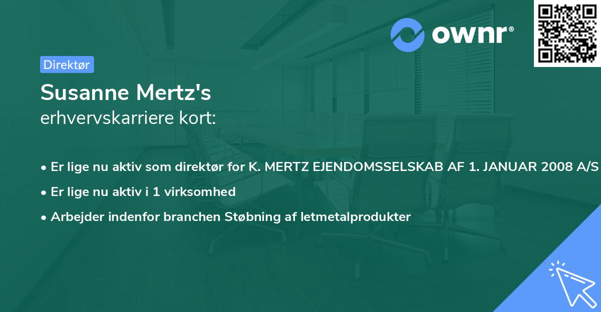 Susanne Mertz's erhvervskarriere kort