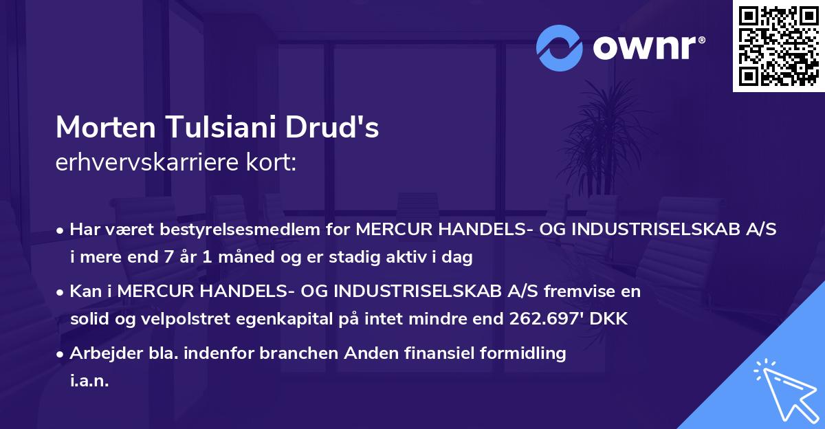 Morten Tulsiani Drud's erhvervskarriere kort