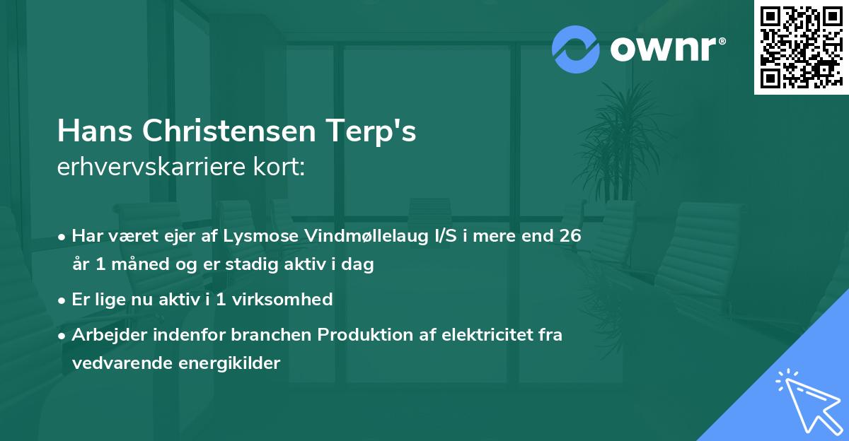 Hans Christensen Terp's erhvervskarriere kort