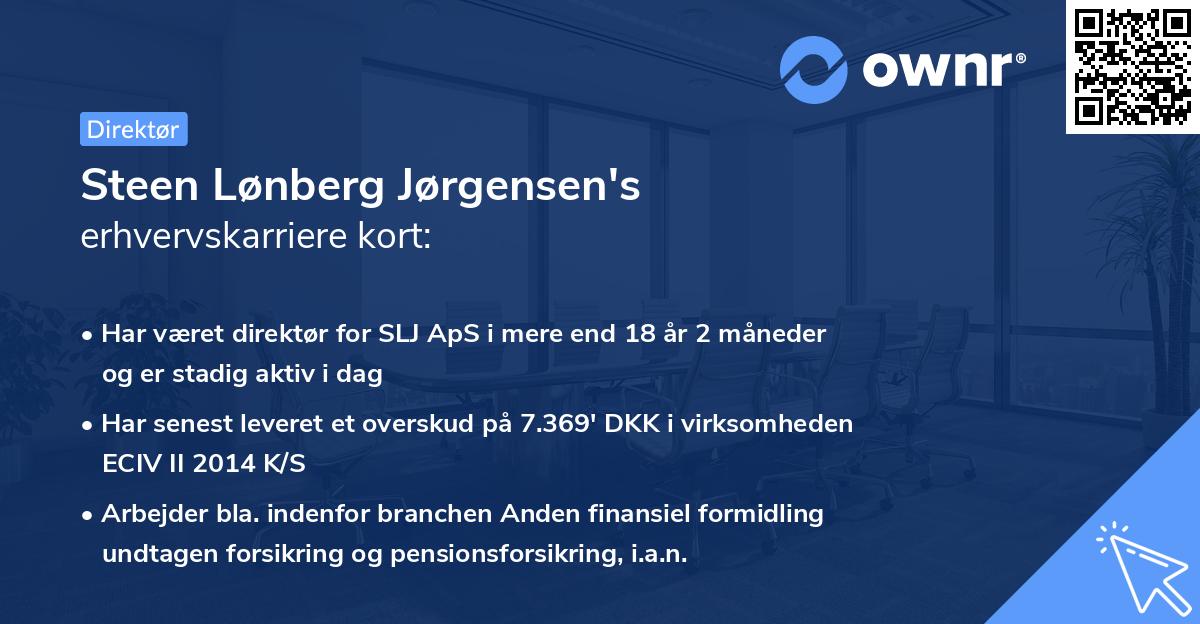Steen Lønberg Jørgensen's erhvervskarriere kort