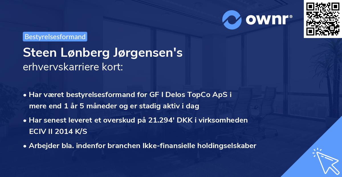 Steen Lønberg Jørgensen's erhvervskarriere kort