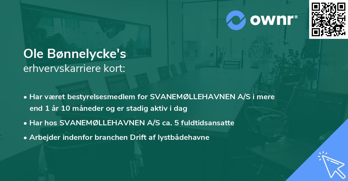 Ole Bønnelycke's erhvervskarriere kort