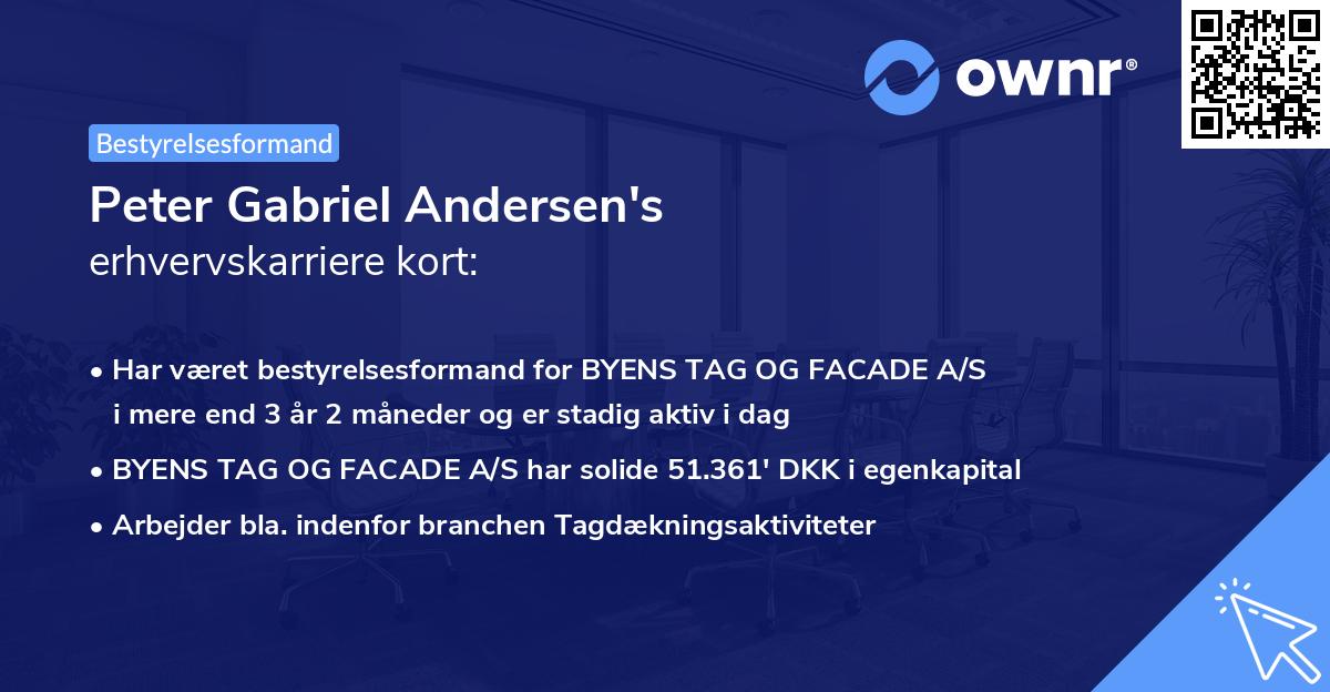 Peter Gabriel Andersen's erhvervskarriere kort