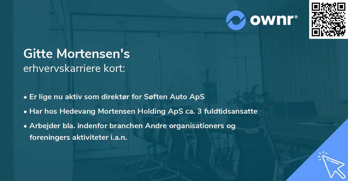 Gitte Mortensen's erhvervskarriere kort