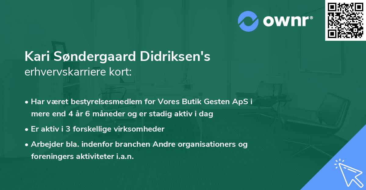 Kari Søndergaard Didriksen's erhvervskarriere kort