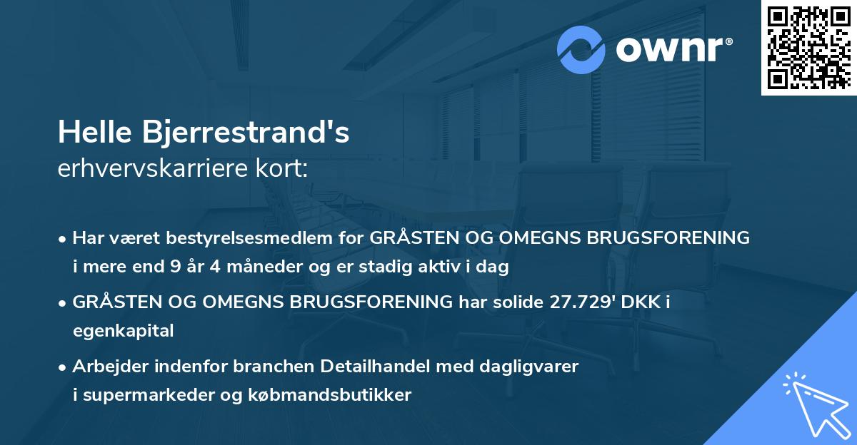 Helle Bjerrestrand's erhvervskarriere kort