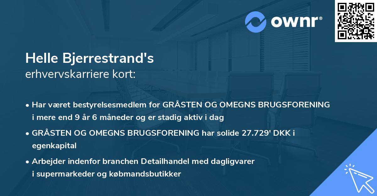 Helle Bjerrestrand's erhvervskarriere kort