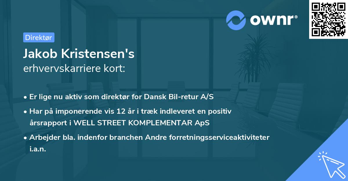 Jakob Kristensen's erhvervskarriere kort