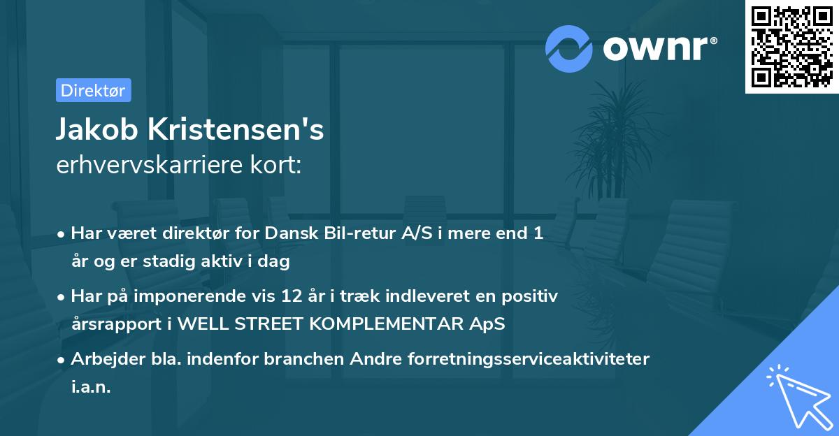 Jakob Kristensen's erhvervskarriere kort