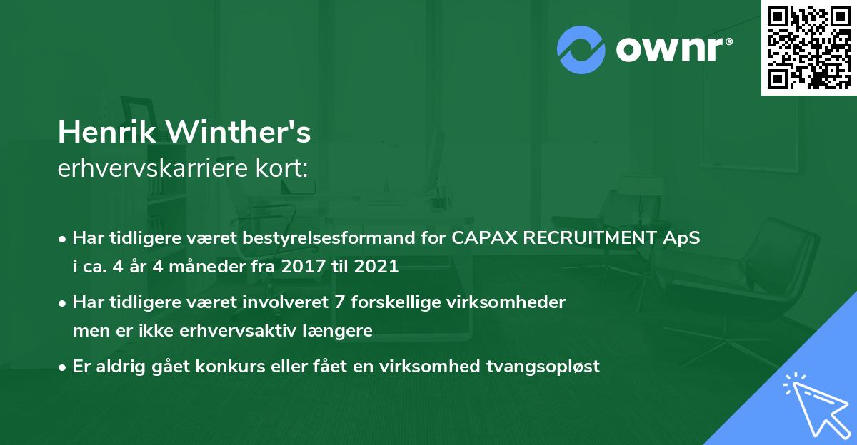 Henrik Winther's erhvervskarriere kort