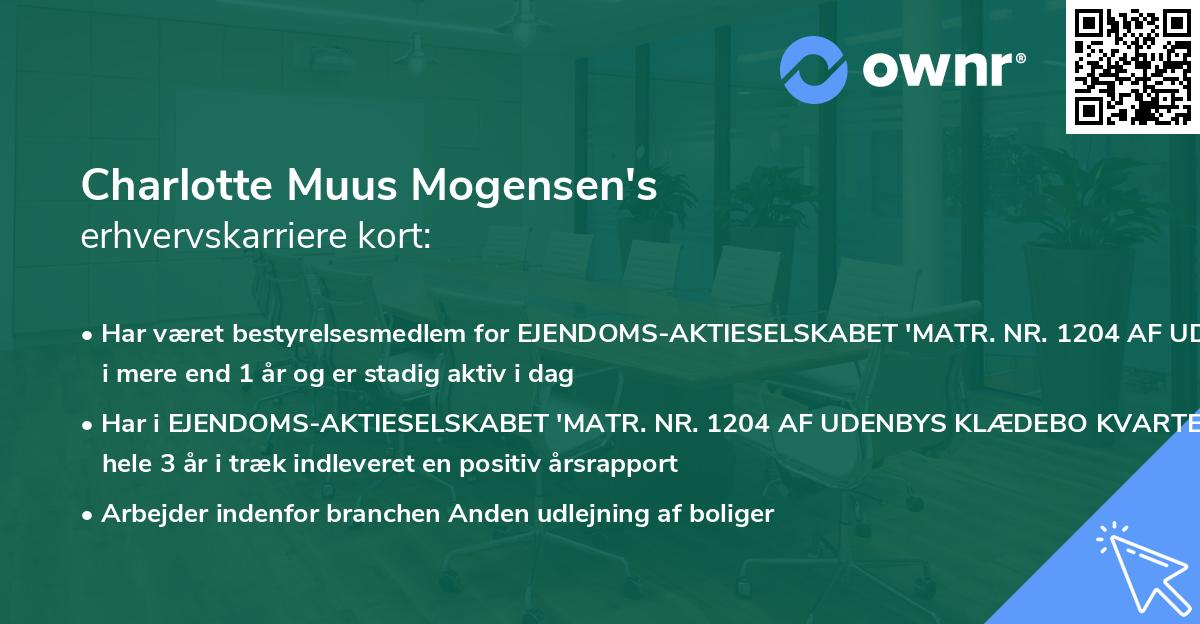 Charlotte Muus Mogensen's erhvervskarriere kort