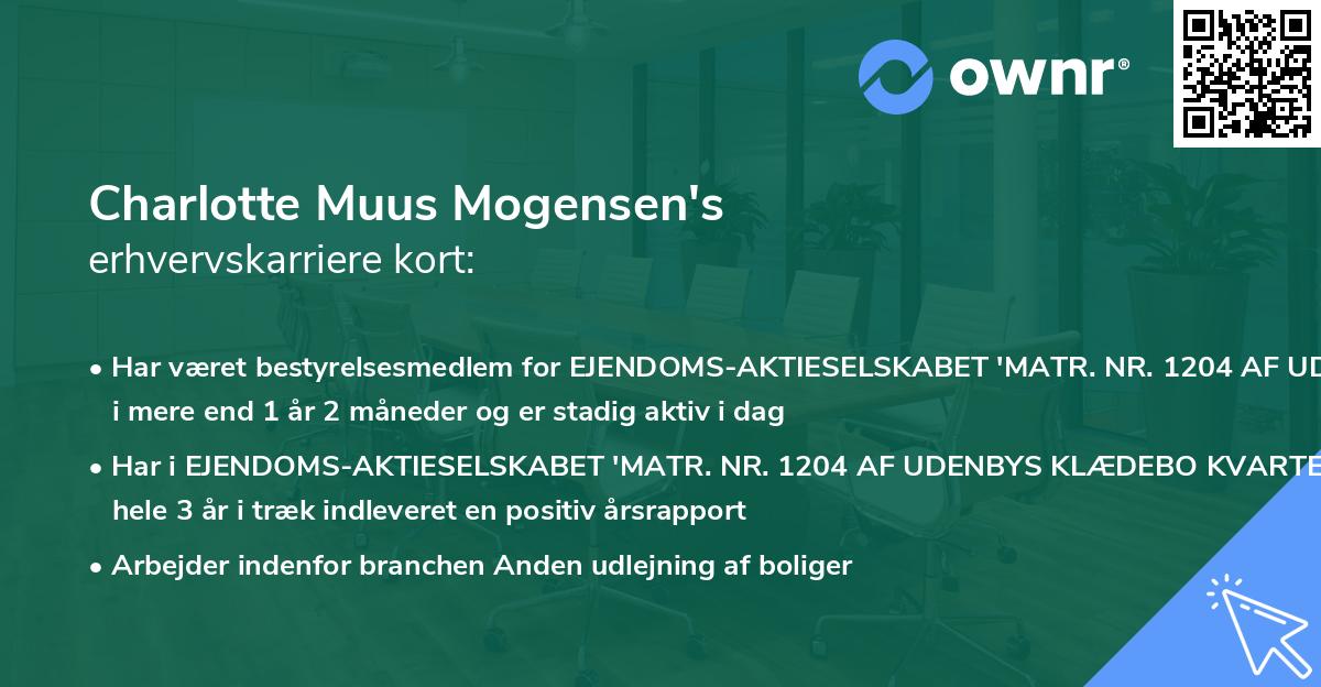 Charlotte Muus Mogensen's erhvervskarriere kort