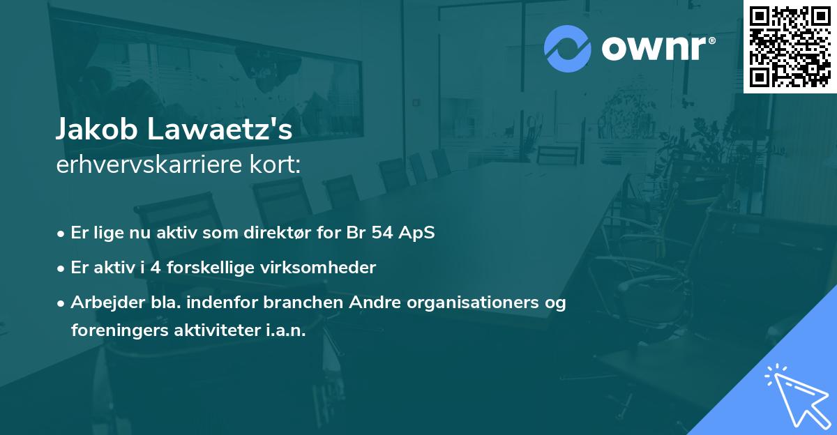 Jakob Lawaetz's erhvervskarriere kort