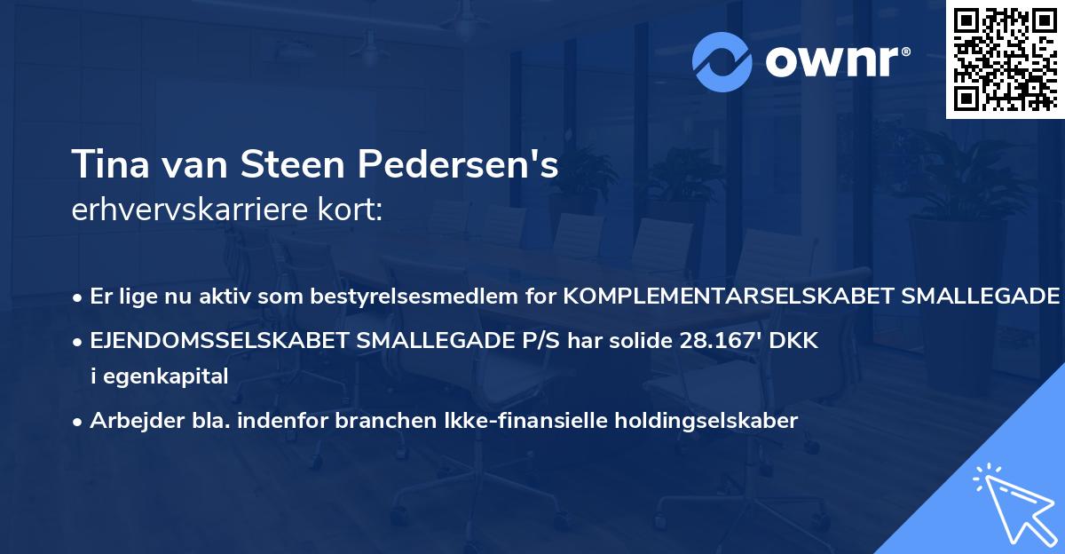 Tina van Steen Pedersen's erhvervskarriere kort