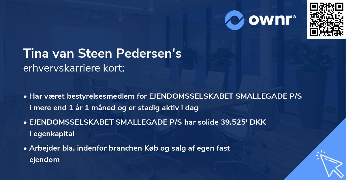 Tina van Steen Pedersen's erhvervskarriere kort