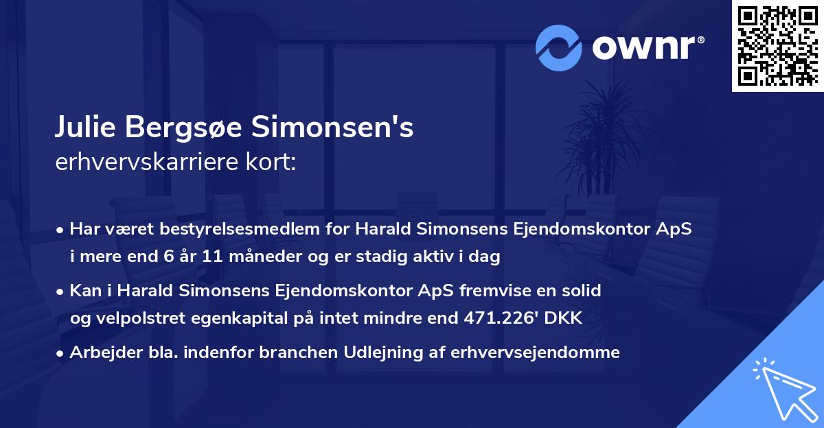 Julie Bergsøe Simonsen's erhvervskarriere kort