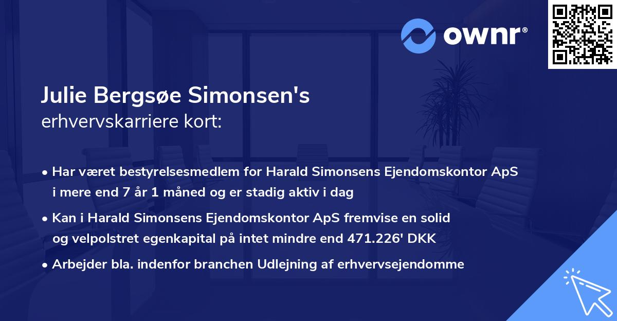 Julie Bergsøe Simonsen's erhvervskarriere kort