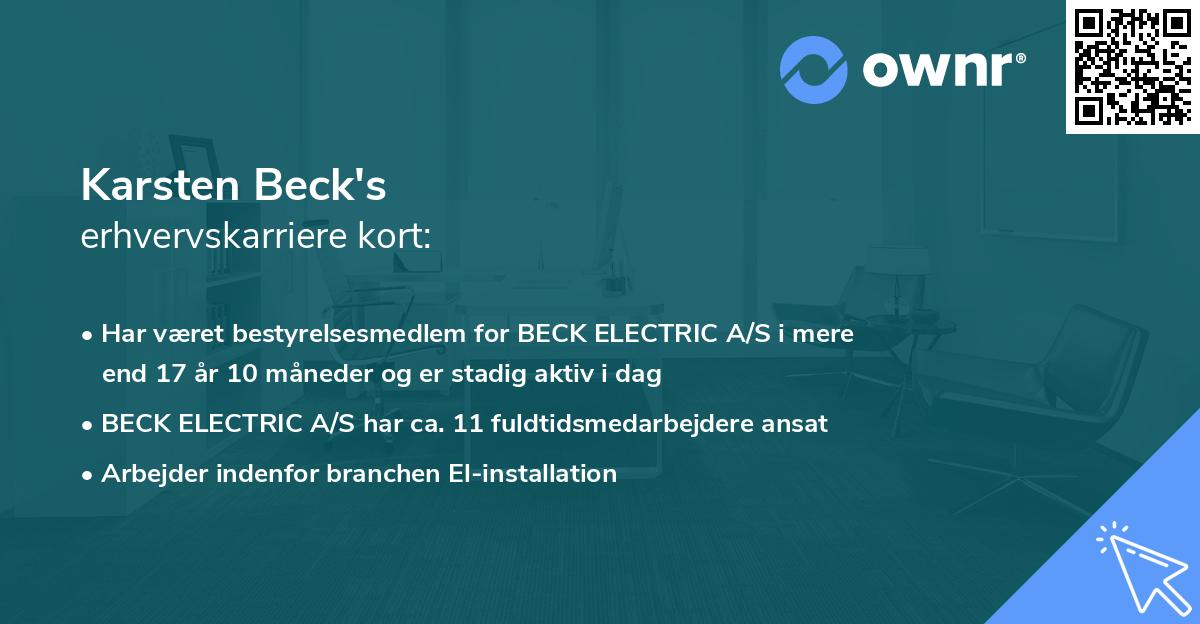 Karsten Beck's erhvervskarriere kort