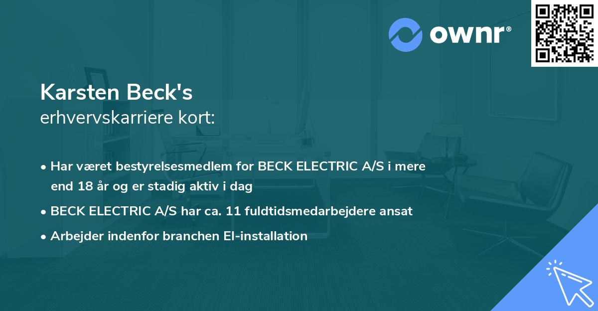 Karsten Beck's erhvervskarriere kort
