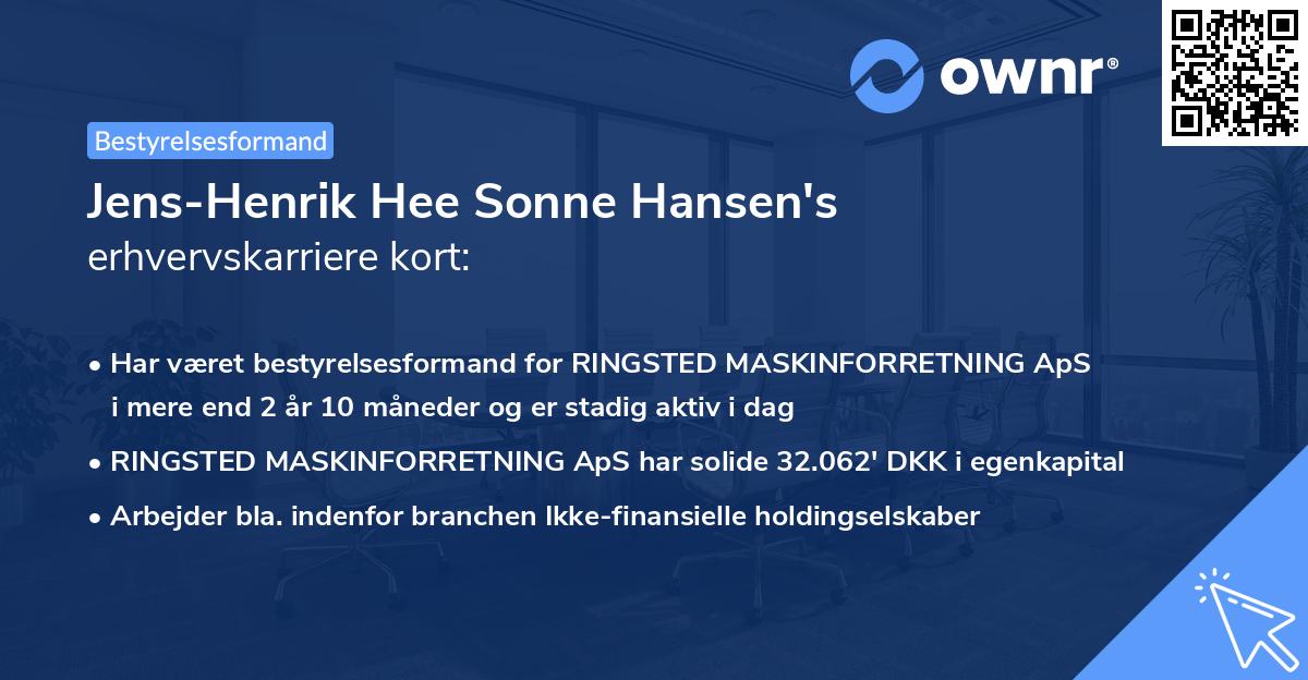 Jens-Henrik Hee Sonne Hansen's erhvervskarriere kort