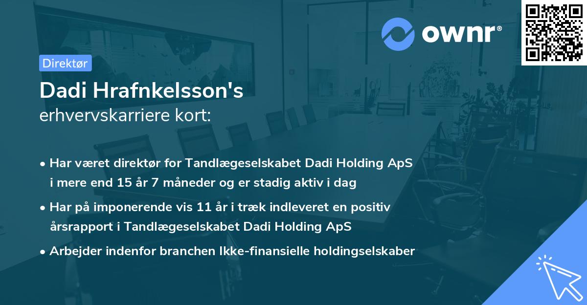 Dadi Hrafnkelsson's erhvervskarriere kort