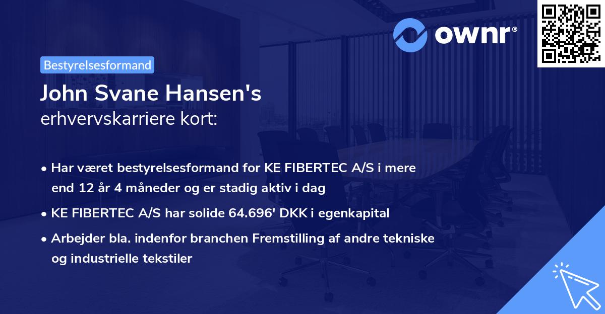 John Svane Hansen's erhvervskarriere kort