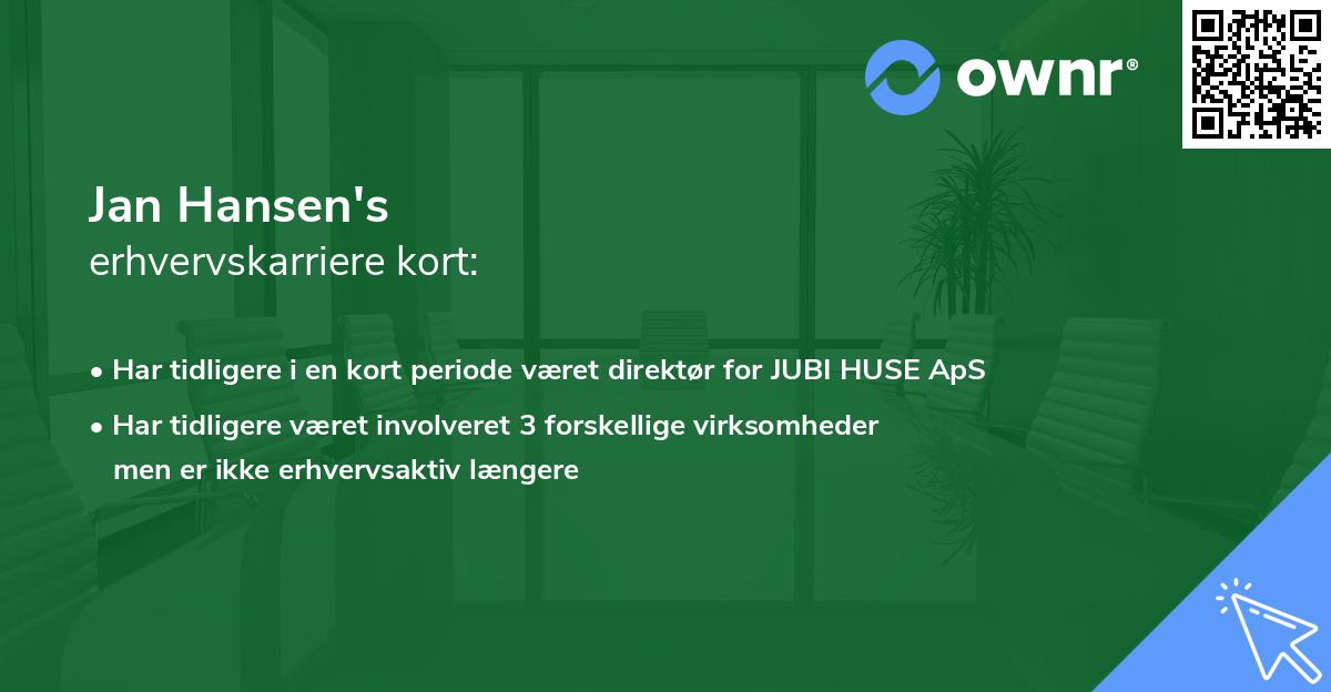 Jan Hansen's erhvervskarriere kort