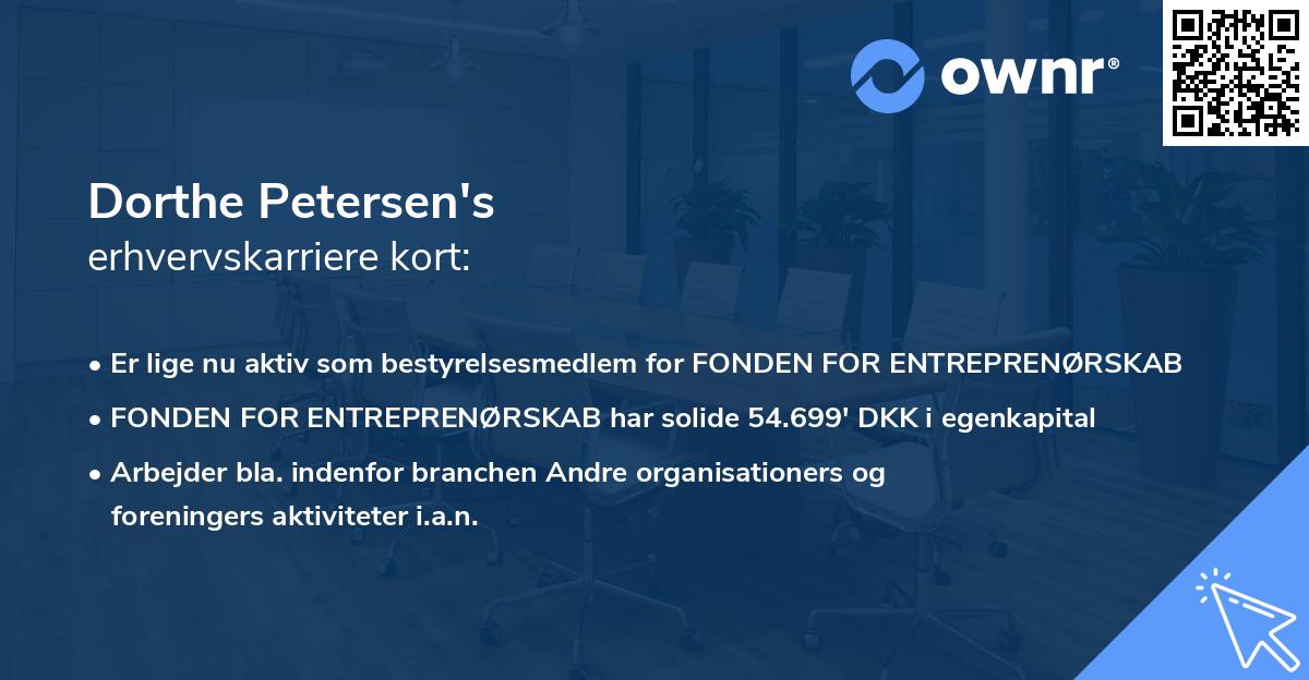 Dorthe Petersen's erhvervskarriere kort