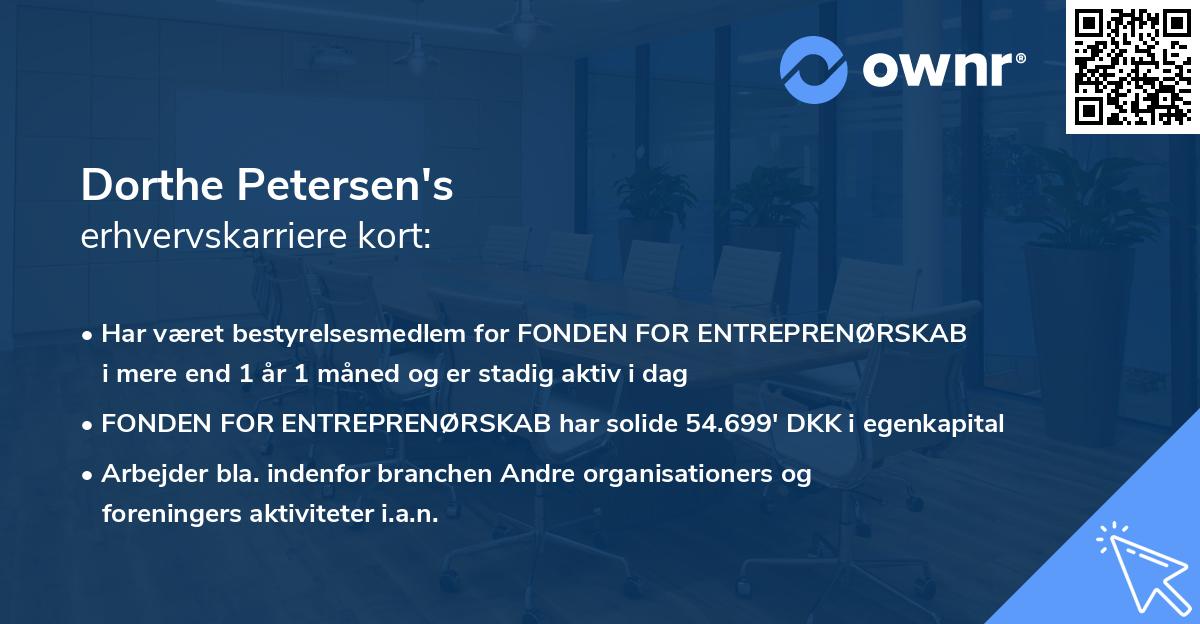 Dorthe Petersen's erhvervskarriere kort