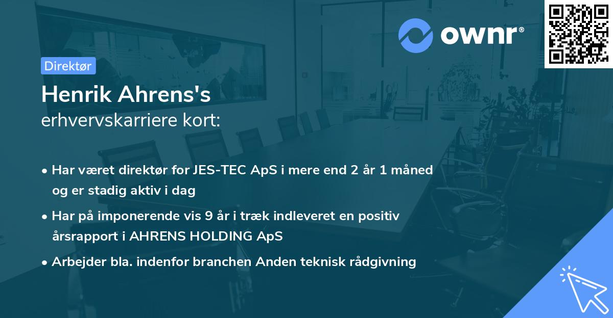 Henrik Ahrens's erhvervskarriere kort